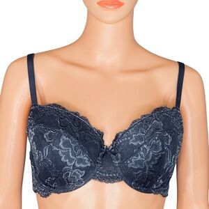 Dorina Lianne Light Padded Demi Bra Navy Elegant Lace Underwire Size 38B